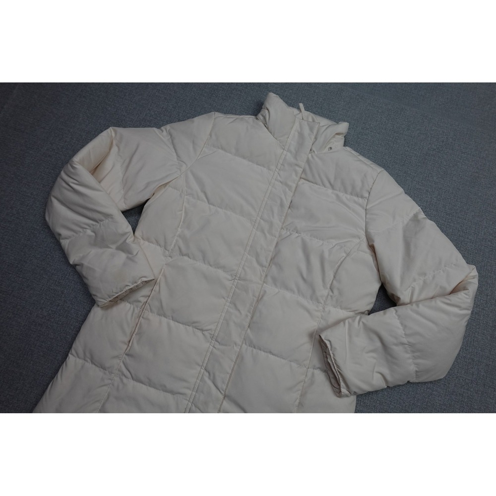 L.L. Bean Coat Womens XS White Long Puffer Quilted Insulated Zip Warm Winter
